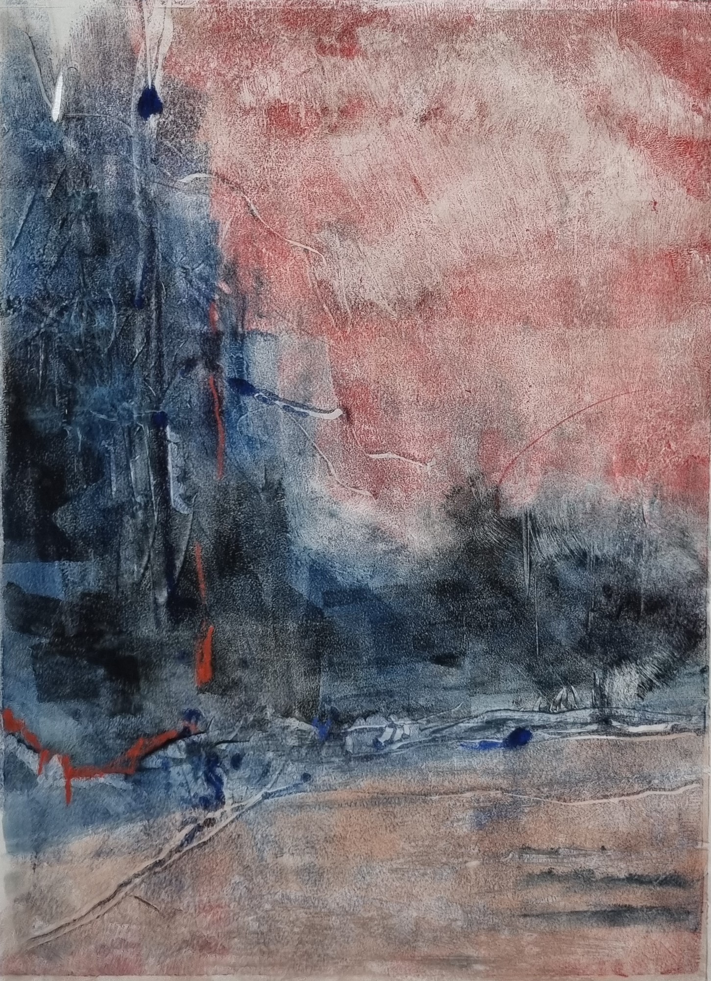 Landschaft in Rot 2, 35 x 25 cm