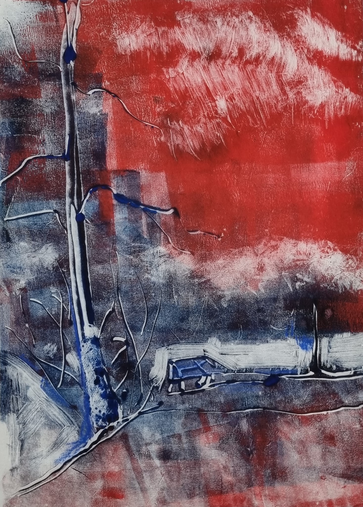 Landschaft in Rot 1, 35 x 25 cm