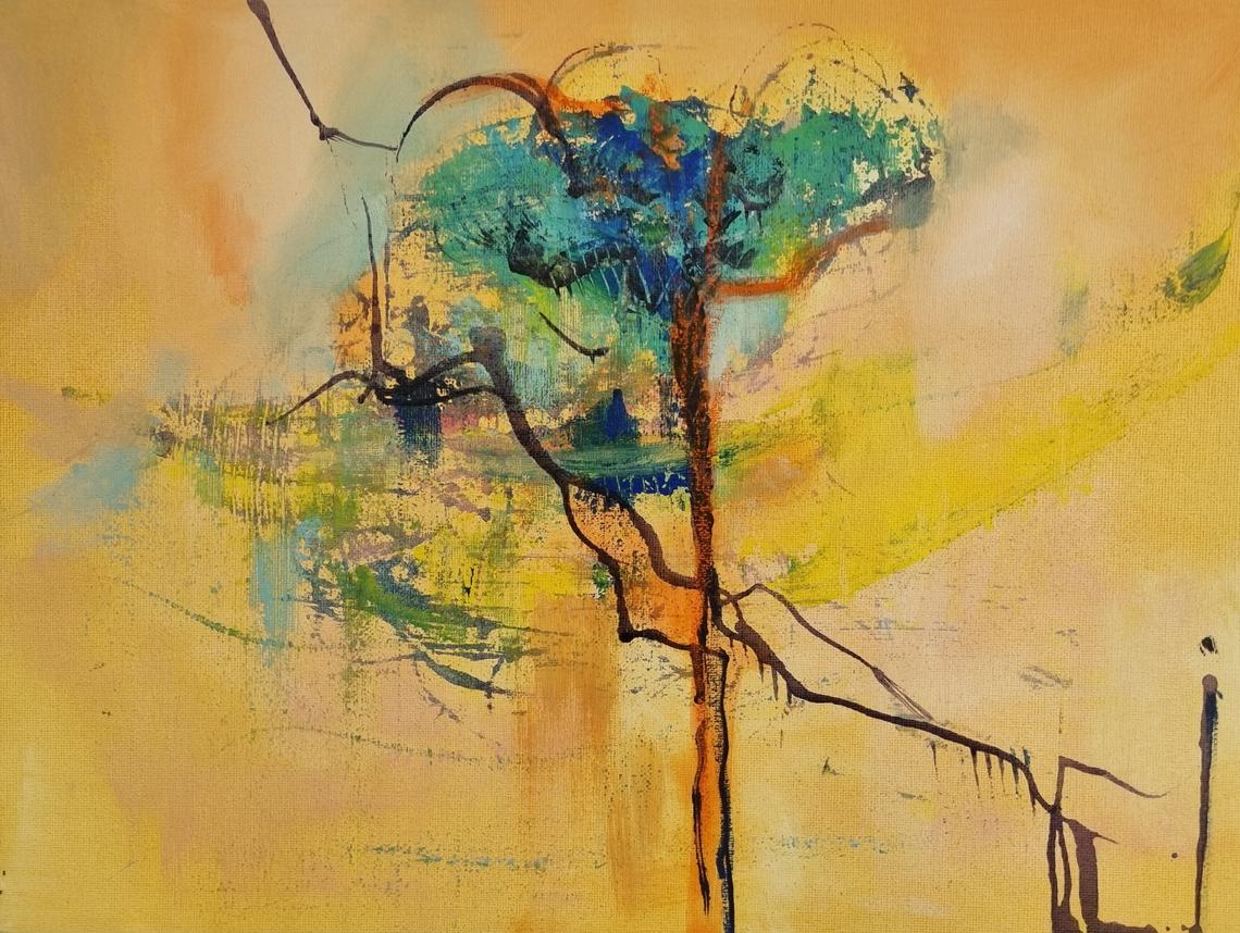 Sommermorgen, Mischtechnik auf Pappe 40 x 30 cm